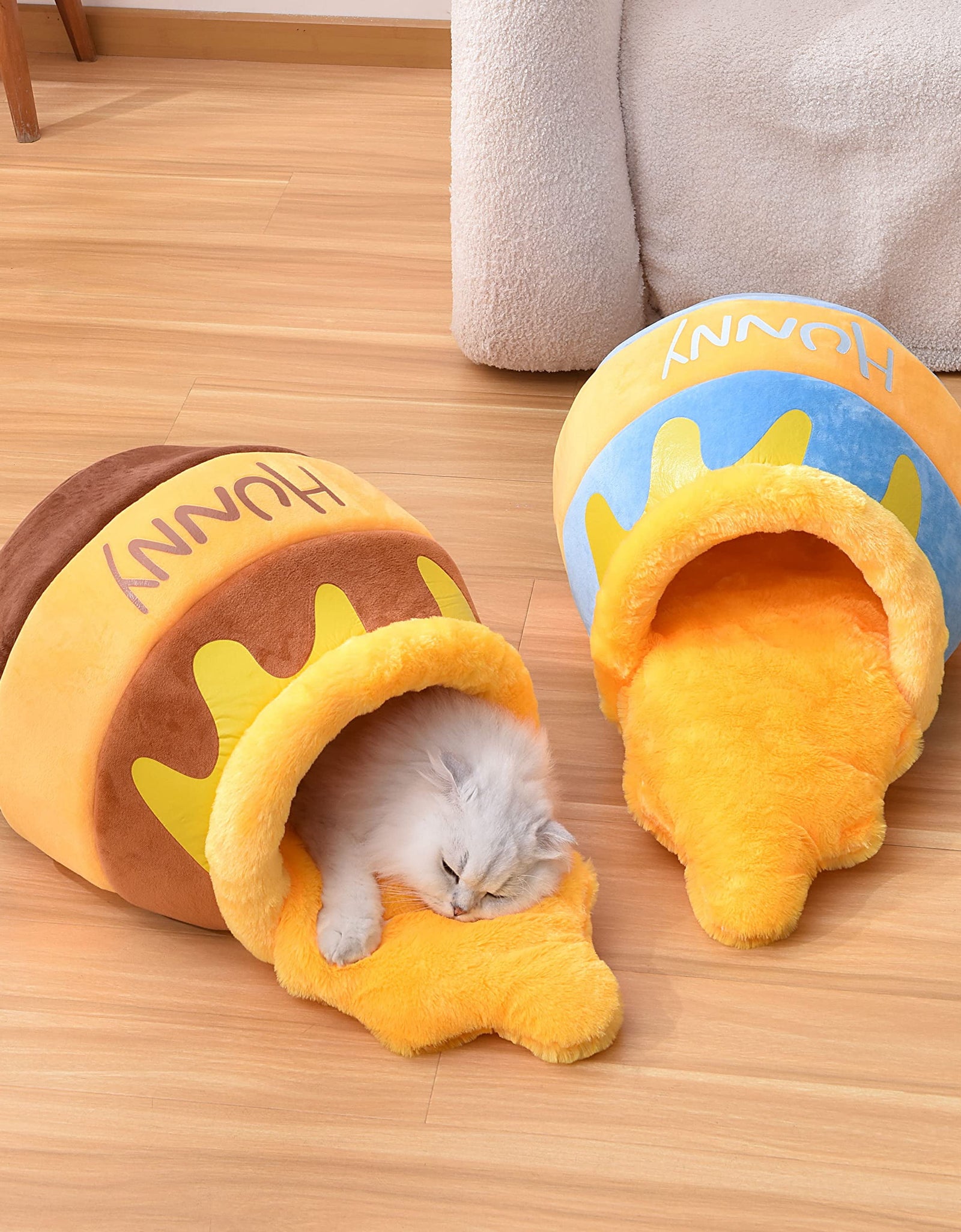 Cat Bed Honey Pot Cat Bed for Indoor - Comfortable Memory Foam Pet Furniture with Cat House Tent - with Removable Washable Cushioned Pillow, Cute Soft Self Warming Kitten Beds for Breeds