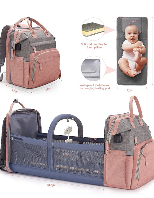 Load image into Gallery viewer, Baby Diaper Bag Backpack,With Waterproof Changing Pad, USB Charging Port, Pacifier Case,Dark Grey Color
