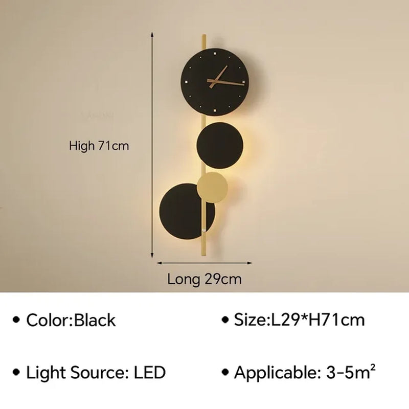 Modern LED Wall Lamp Clock Sconce for Bedroom Bedside Living Dining Room Aisle Porch Corridor Home Decor Lighting Fixture Luster