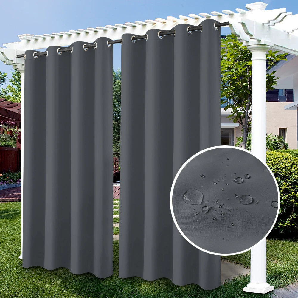 Privacy Outdoor Curtains Waterproof Garden Uv Exterior Curtain Street Gazebo Curtain for Patio Porch Pergola Terrace Cabana Pool