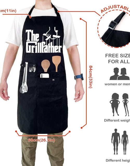 Load image into Gallery viewer, Funny Cooking Chef Apron with Pockets BBQ Kitchen Work Aprons Birthday Dad Creative Gifts
