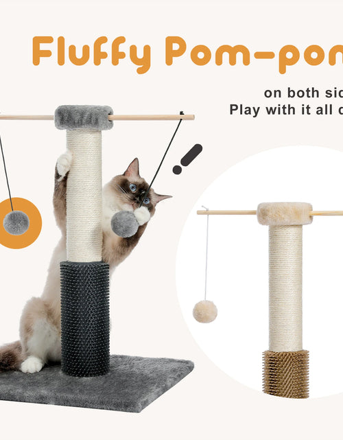 Load image into Gallery viewer, Small Cat Scratching Post with Grooming Brush and Fluffy Detachable Ball 2 Colors Cat Natural Sisal Pole Toy for Kitten Climbing
