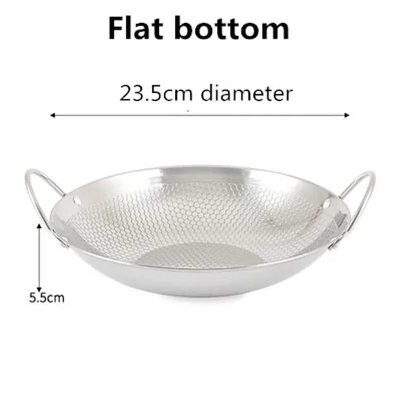 Stainless Steel Dry Pot round Bottom Small Pot Thickened Double Ear Non-Stick Pot Bar Tripod Hot Pot Cooker Hotpot Pots and Pans