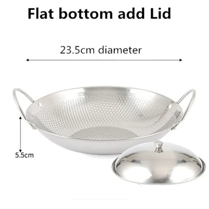 Stainless Steel Dry Pot round Bottom Small Pot Thickened Double Ear Non-Stick Pot Bar Tripod Hot Pot Cooker Hotpot Pots and Pans