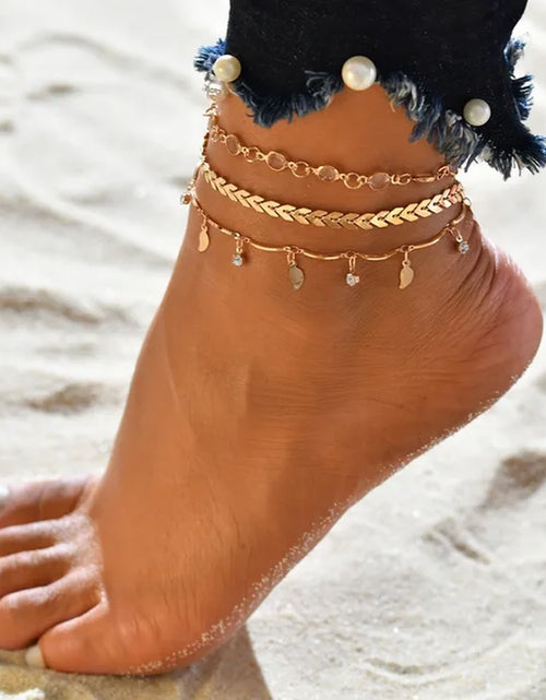 Load image into Gallery viewer, Bohemia Shell Chain Anklet Sets for Women Sequins Ankle Bracelet on Leg Foot Trendy Summer Beach Jewelry Gift
