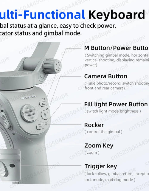 Load image into Gallery viewer, Handheld Gimbal Stabilizer Selfie Tripod with Fill Light for Smartphone 3-Axis anti Shake Gimbal Foldable for Xiaomi Iphone
