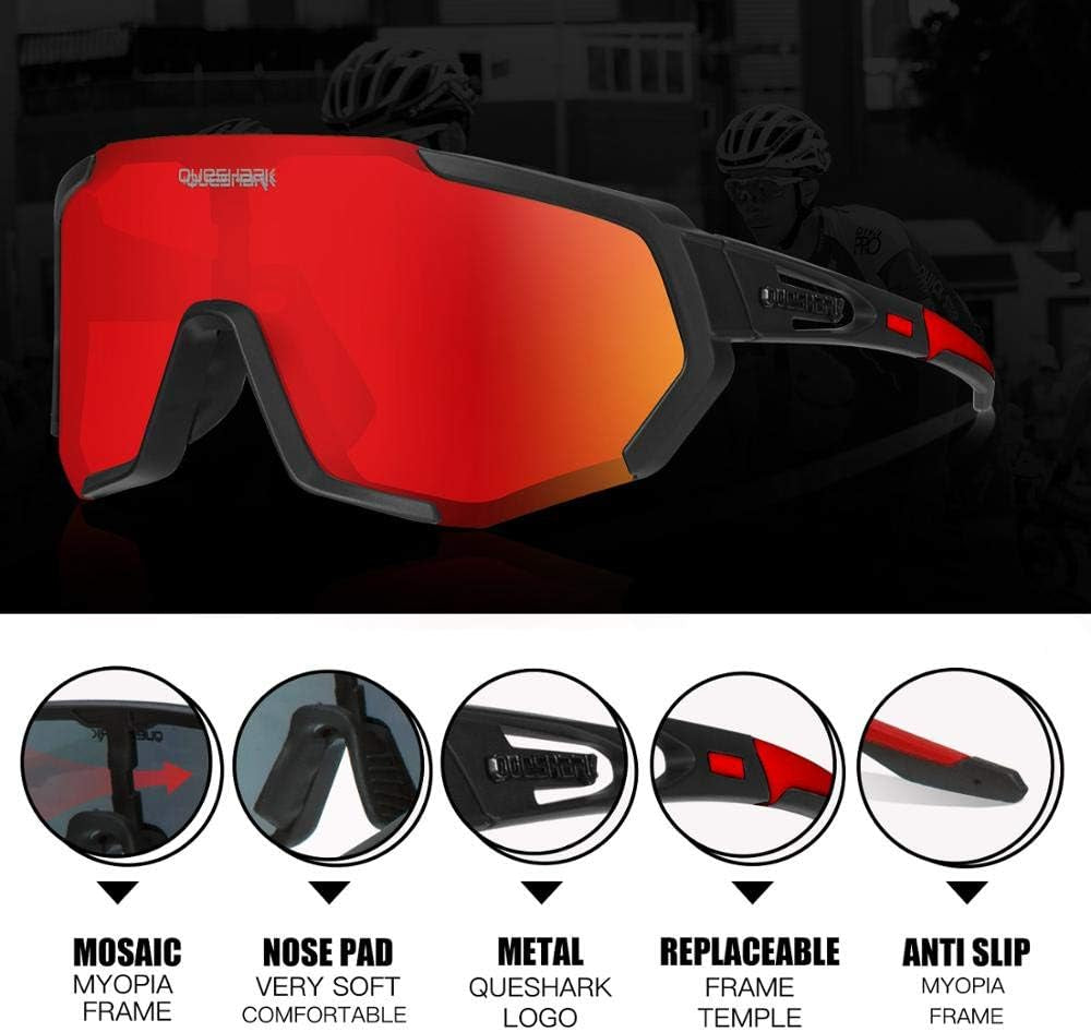 Cycling Glasses Polarized Sports Sunglasses for Men Women with 3 Lens Running Driving Fishing Baseball