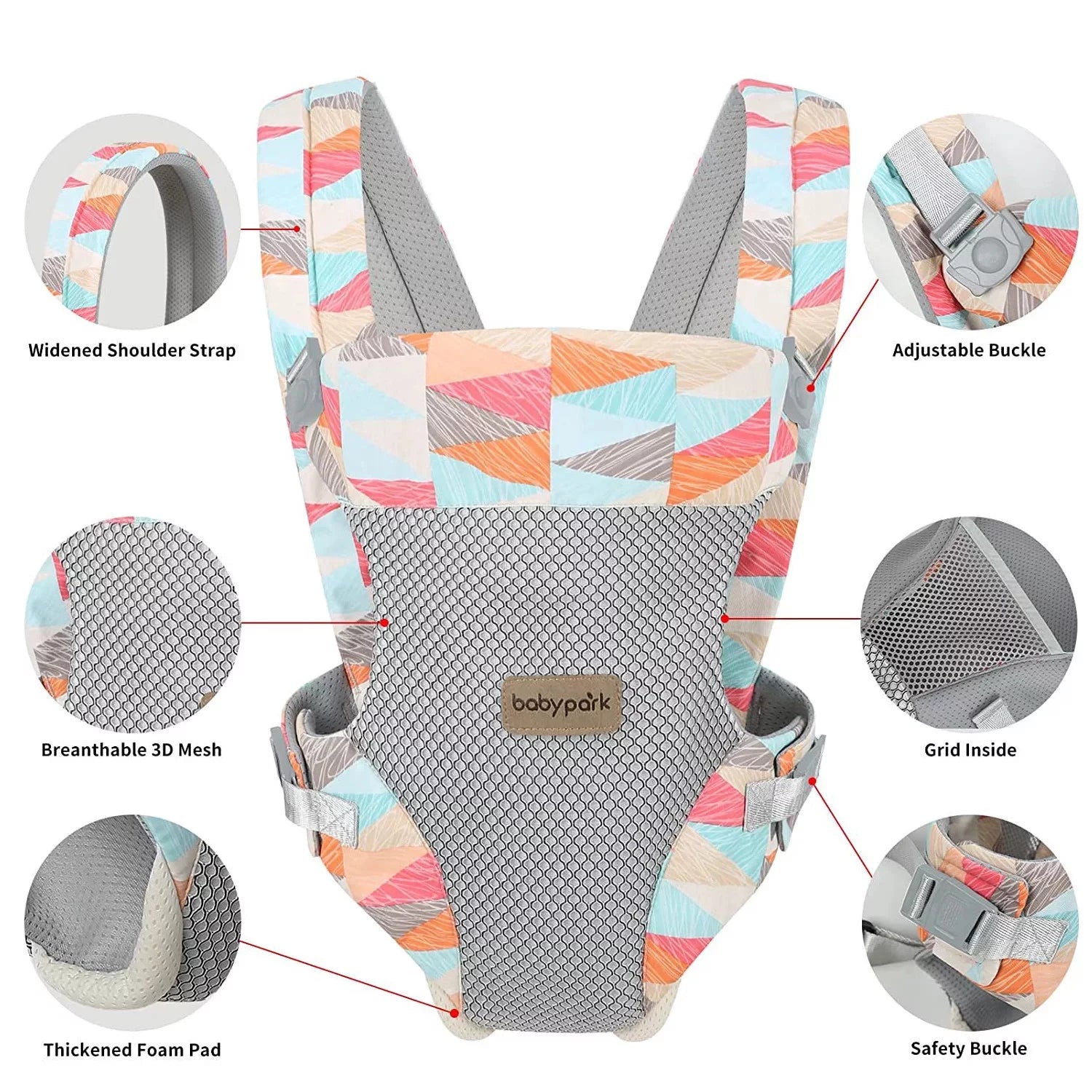 Baby Carrier, 4-In-1 Colorful Baby Carrier, Front and Back Baby Sling with Adjustable Holder