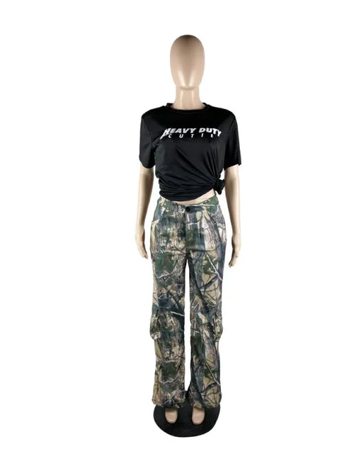 Load image into Gallery viewer, Camouflage Women Cargo Pants Mid Waist Side Pocket Wide-Leg Trousers Hip-Hop Streetwear Y2K Club Fashion Women Clothing
