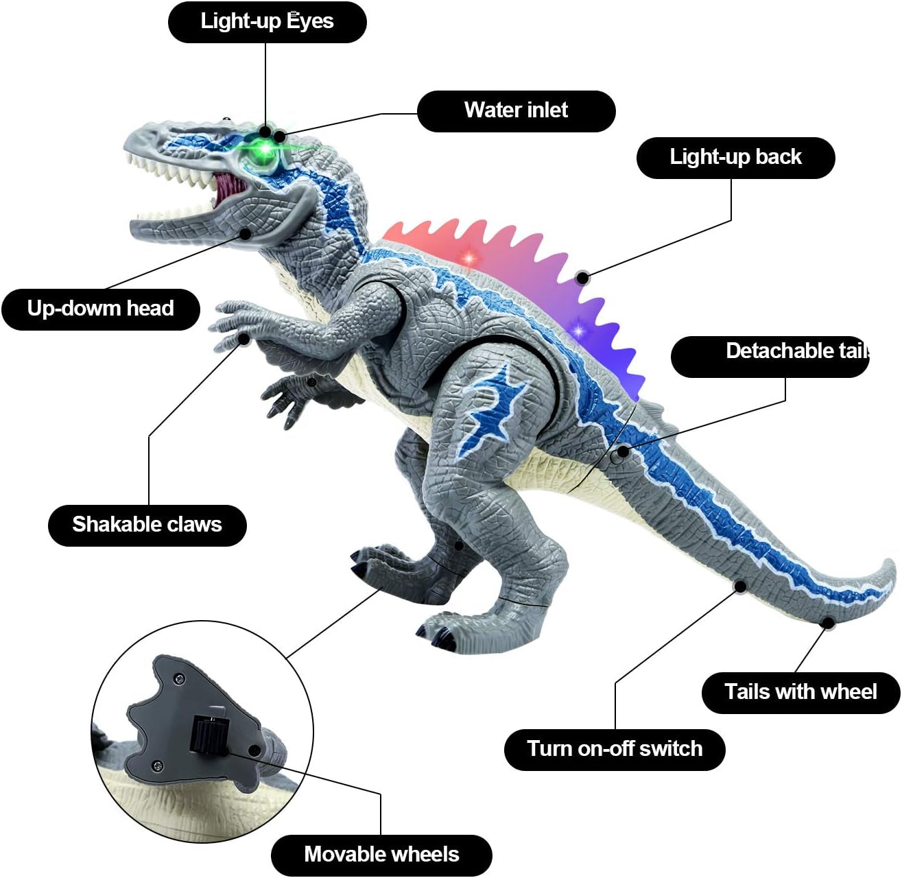 Dinosaur Toys for 3-5 Year Old Boys Girls, Electronic Dinosaur Toy Walking with LED Light up Roaring Realistic Simulation Sounds Dino Remote Control Dinosaur Toys for Kids Gifts Age 3 4 5 6 7