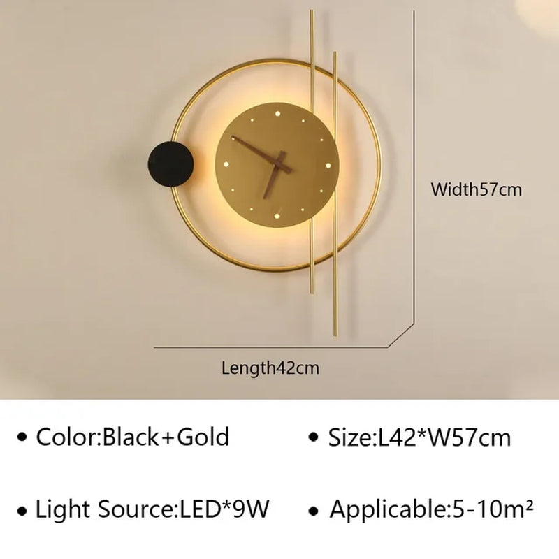 Modern LED Wall Lamp Clock Sconce for Bedroom Bedside Living Dining Room Aisle Porch Corridor Home Decor Lighting Fixture Luster