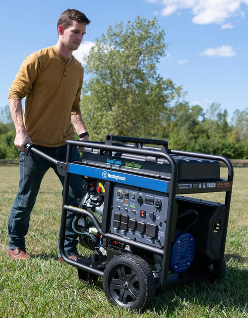 Load image into Gallery viewer, 15,000 Peak Watt Dual Fuel Portable Generator, Gas or Propane, Home Backup, CO Sensor
