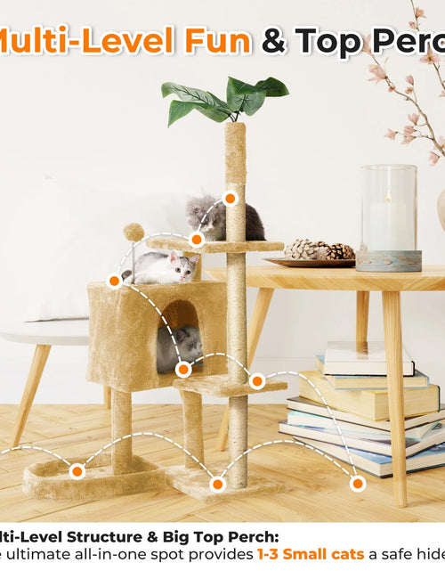 Load image into Gallery viewer, Cat Tree,52In Cat Tower for Indoor Cats, Cat Tree with Scratching Posts Plush Perch Stand, Cat Condo with Funny Toys Kittens Pet Play House,Grey
