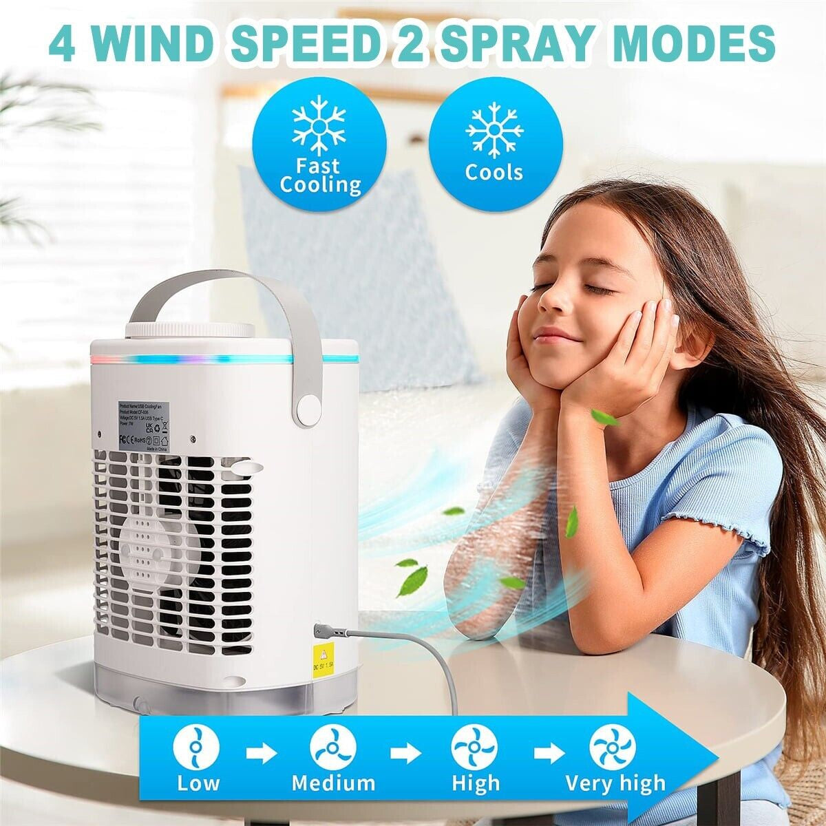 3 in 1 Portable Air Cooler Fan Mini Air Conditioner Personal Cooling Bedroom Fan