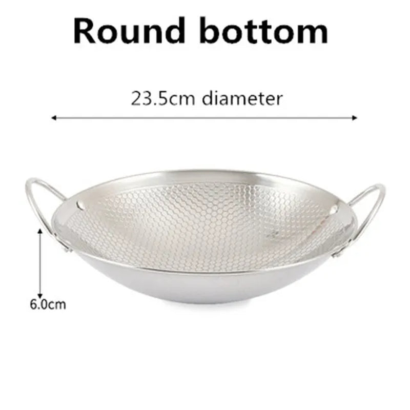 Stainless Steel Dry Pot round Bottom Small Pot Thickened Double Ear Non-Stick Pot Bar Tripod Hot Pot Cooker Hotpot Pots and Pans