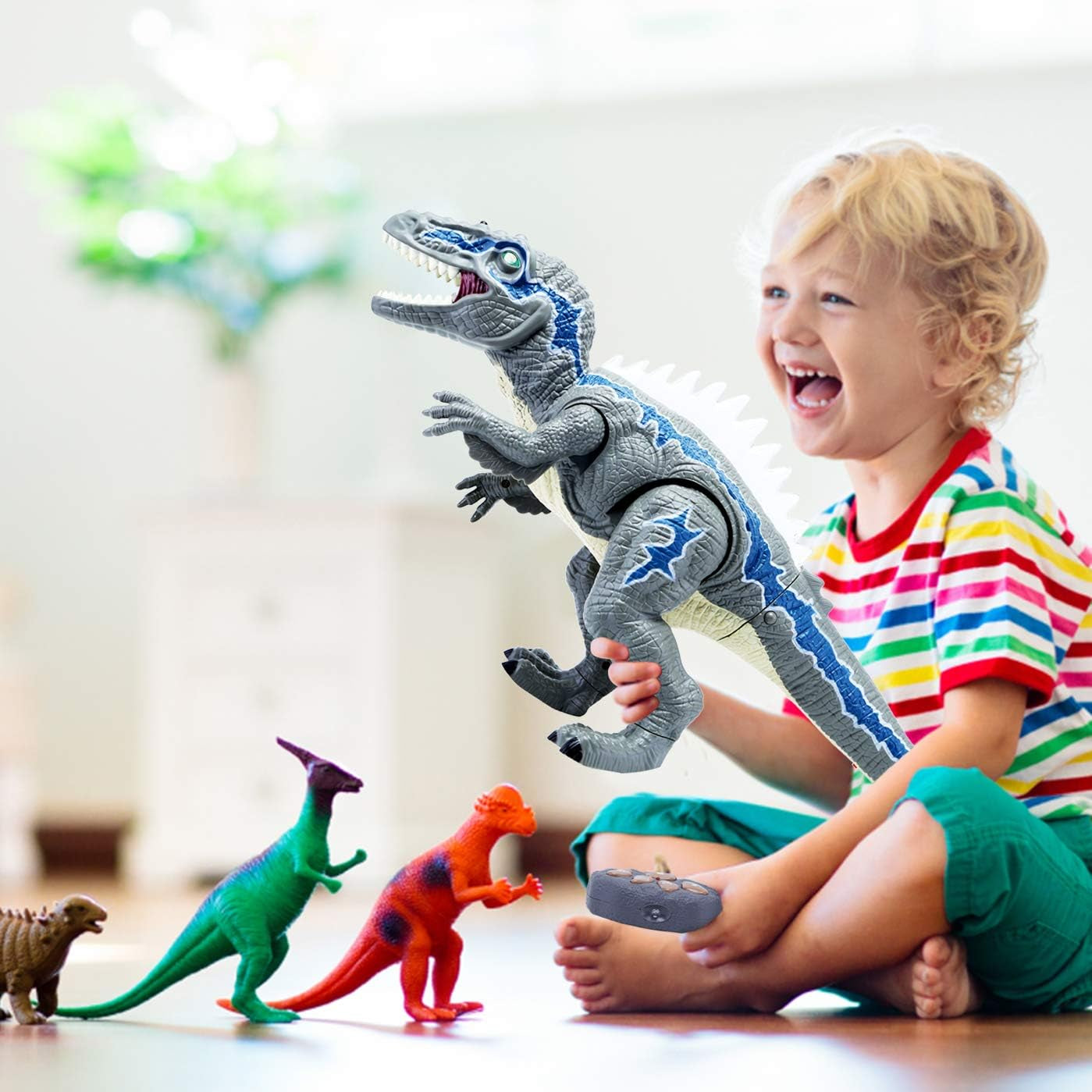 Dinosaur Toys for 3-5 Year Old Boys Girls, Electronic Dinosaur Toy Walking with LED Light up Roaring Realistic Simulation Sounds Dino Remote Control Dinosaur Toys for Kids Gifts Age 3 4 5 6 7