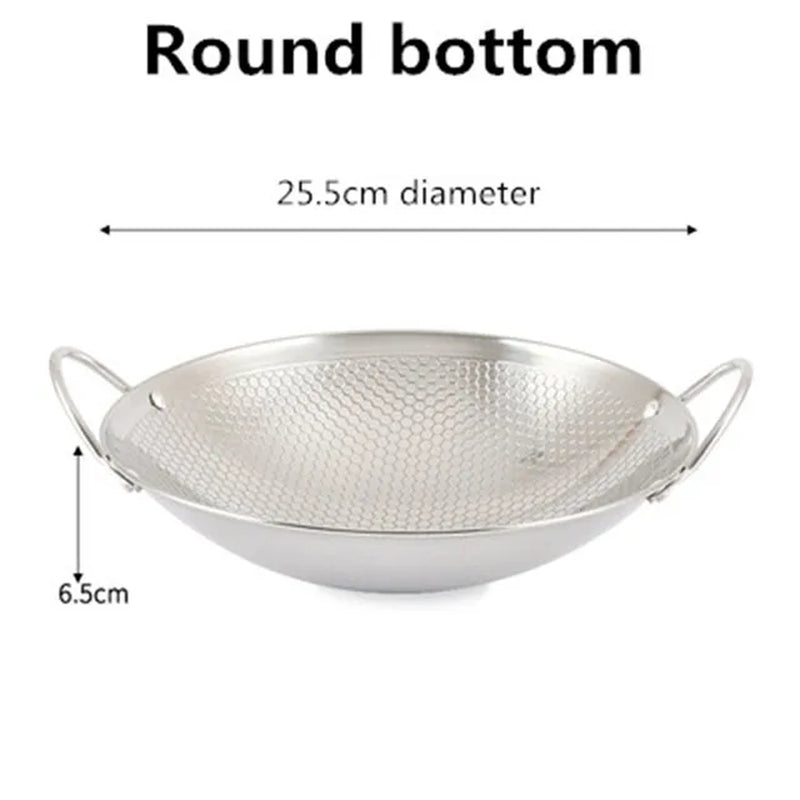 Stainless Steel Dry Pot round Bottom Small Pot Thickened Double Ear Non-Stick Pot Bar Tripod Hot Pot Cooker Hotpot Pots and Pans