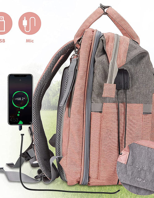 Load image into Gallery viewer, Baby Diaper Bag Backpack,With Waterproof Changing Pad, USB Charging Port, Pacifier Case,Dark Grey Color
