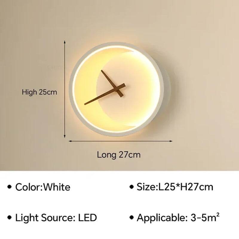 Modern LED Wall Lamp Clock Sconce for Bedroom Bedside Living Dining Room Aisle Porch Corridor Home Decor Lighting Fixture Luster