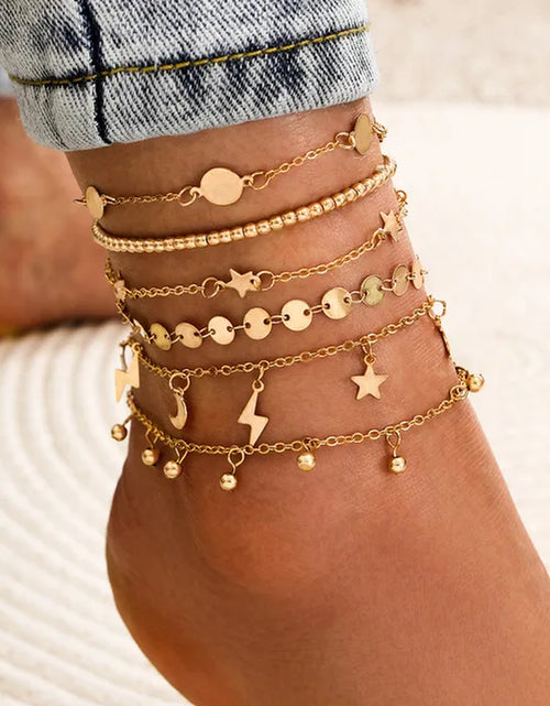 Load image into Gallery viewer, Bohemia Shell Chain Anklet Sets for Women Sequins Ankle Bracelet on Leg Foot Trendy Summer Beach Jewelry Gift
