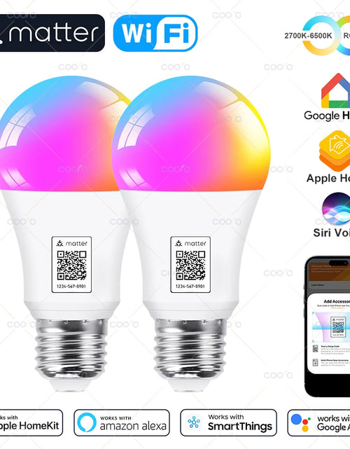 Load image into Gallery viewer, Matter Smart Light Bulb RGB E27 Wifi Led Bulb Smart Home Works with Alexa Google Home Apple Home Homekit Smartthings Siri
