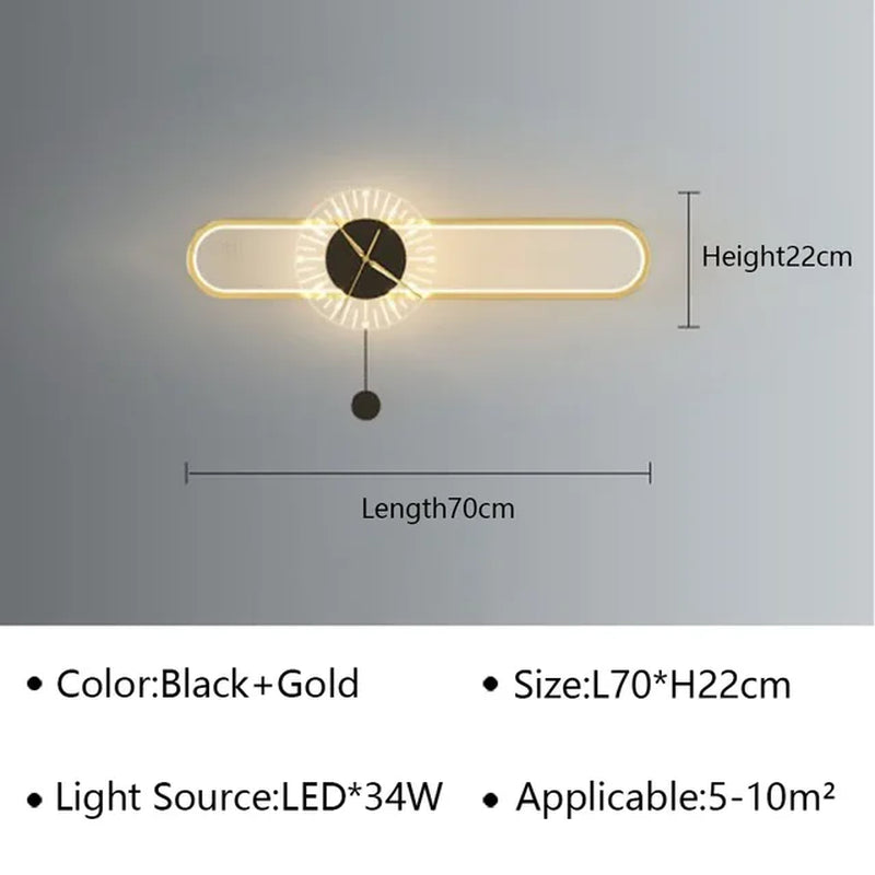 Modern LED Wall Lamp Clock Sconce for Bedroom Bedside Living Dining Room Aisle Porch Corridor Home Decor Lighting Fixture Luster