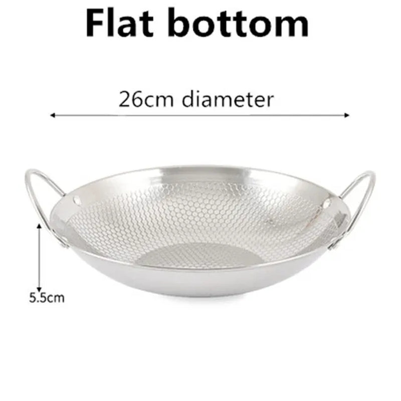 Stainless Steel Dry Pot round Bottom Small Pot Thickened Double Ear Non-Stick Pot Bar Tripod Hot Pot Cooker Hotpot Pots and Pans