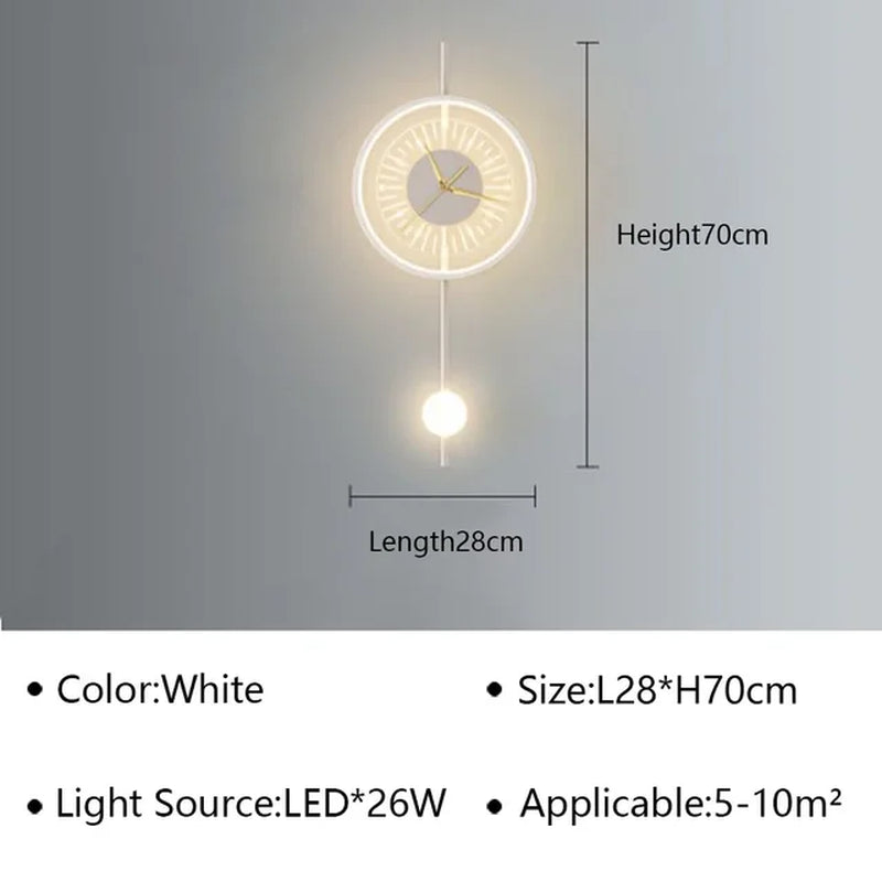 Modern LED Wall Lamp Clock Sconce for Bedroom Bedside Living Dining Room Aisle Porch Corridor Home Decor Lighting Fixture Luster