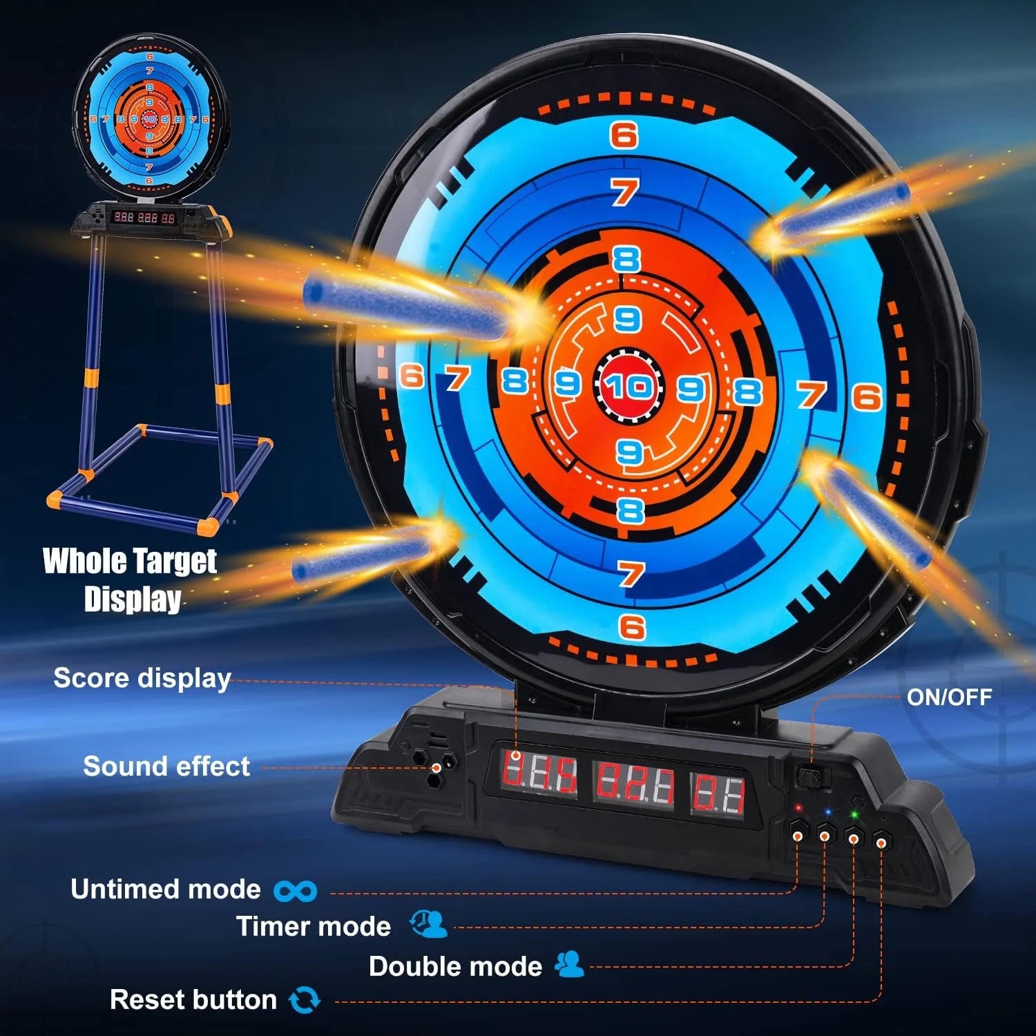 Shooting Game Toy for Kids, Digital Targets with 2 Foam Dart Blaster, Outdoor Game Toys Gifts for 5, 6, 7, 8, 9, 10+ Year Old Boys