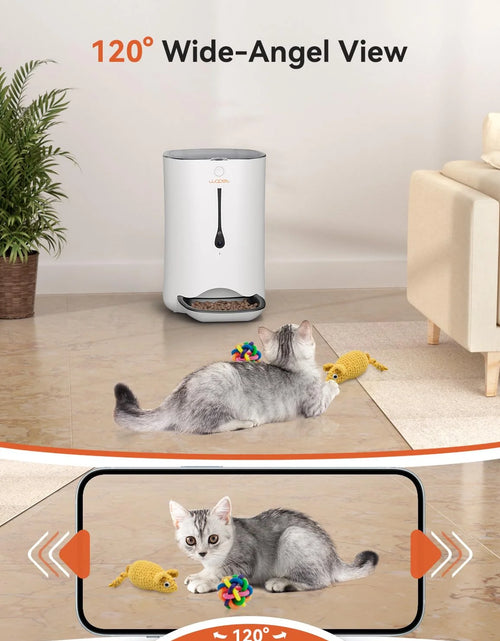 Load image into Gallery viewer, Automatic Cat Dog Feeder with Camera, App Control Smart Pet Feeder Food, HD Camera for Voice and Video Recording, 7L
