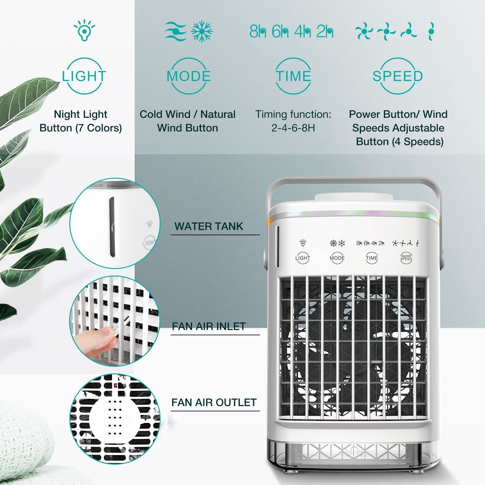 3 in 1 Portable Air Cooler Fan Mini Air Conditioner Personal Cooling Bedroom Fan