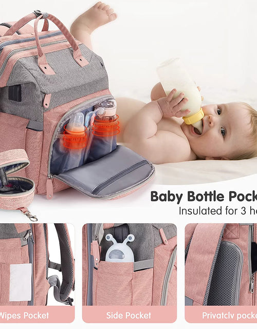 Load image into Gallery viewer, Baby Diaper Bag Backpack,With Waterproof Changing Pad, USB Charging Port, Pacifier Case,Dark Grey Color
