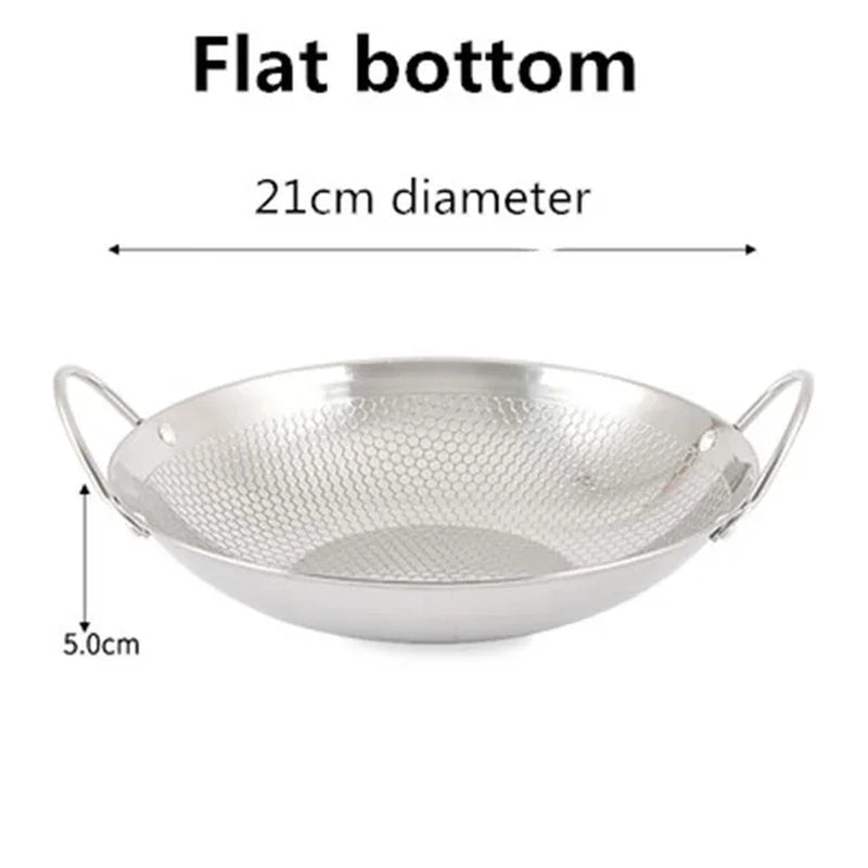 Stainless Steel Dry Pot round Bottom Small Pot Thickened Double Ear Non-Stick Pot Bar Tripod Hot Pot Cooker Hotpot Pots and Pans