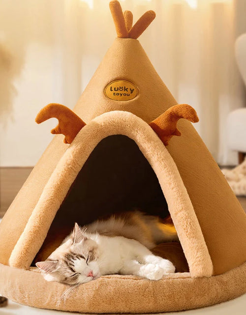 Load image into Gallery viewer, Warm Winter Pet Tent House Cat Bed Cat Dog House Deep Sleep for Puppy Cat Indoor Outdoor Tent with Cushion Pet Supplies 2023 New
