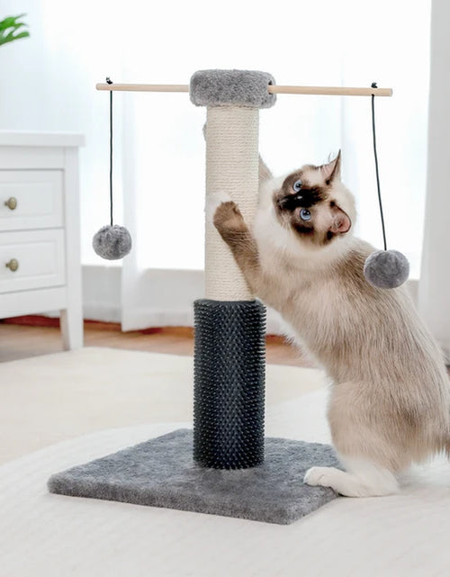 Load image into Gallery viewer, Small Cat Scratching Post with Grooming Brush and Fluffy Detachable Ball 2 Colors Cat Natural Sisal Pole Toy for Kitten Climbing
