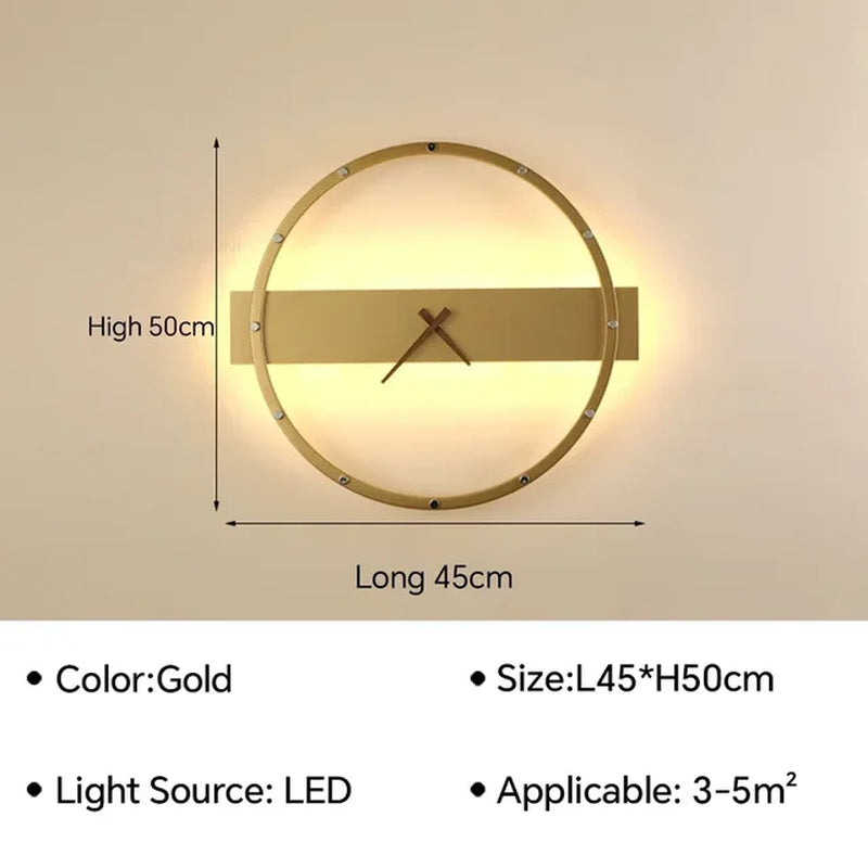 Modern LED Wall Lamp Clock Sconce for Bedroom Bedside Living Dining Room Aisle Porch Corridor Home Decor Lighting Fixture Luster