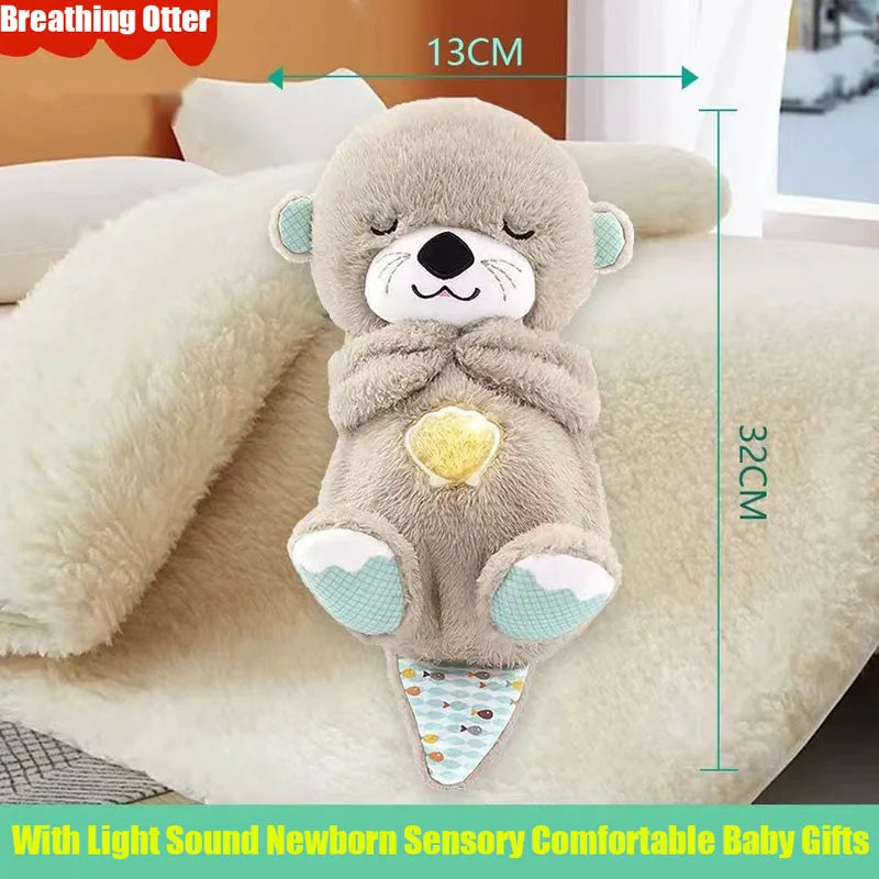 Breathing Otter Baby Sleep and Playmate Otter Musical Stuffed Plush Toy with Light Sound Newborn Sensory Comfortable Baby Gifts