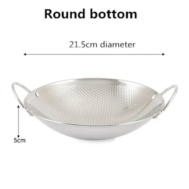 Stainless Steel Dry Pot round Bottom Small Pot Thickened Double Ear Non-Stick Pot Bar Tripod Hot Pot Cooker Hotpot Pots and Pans