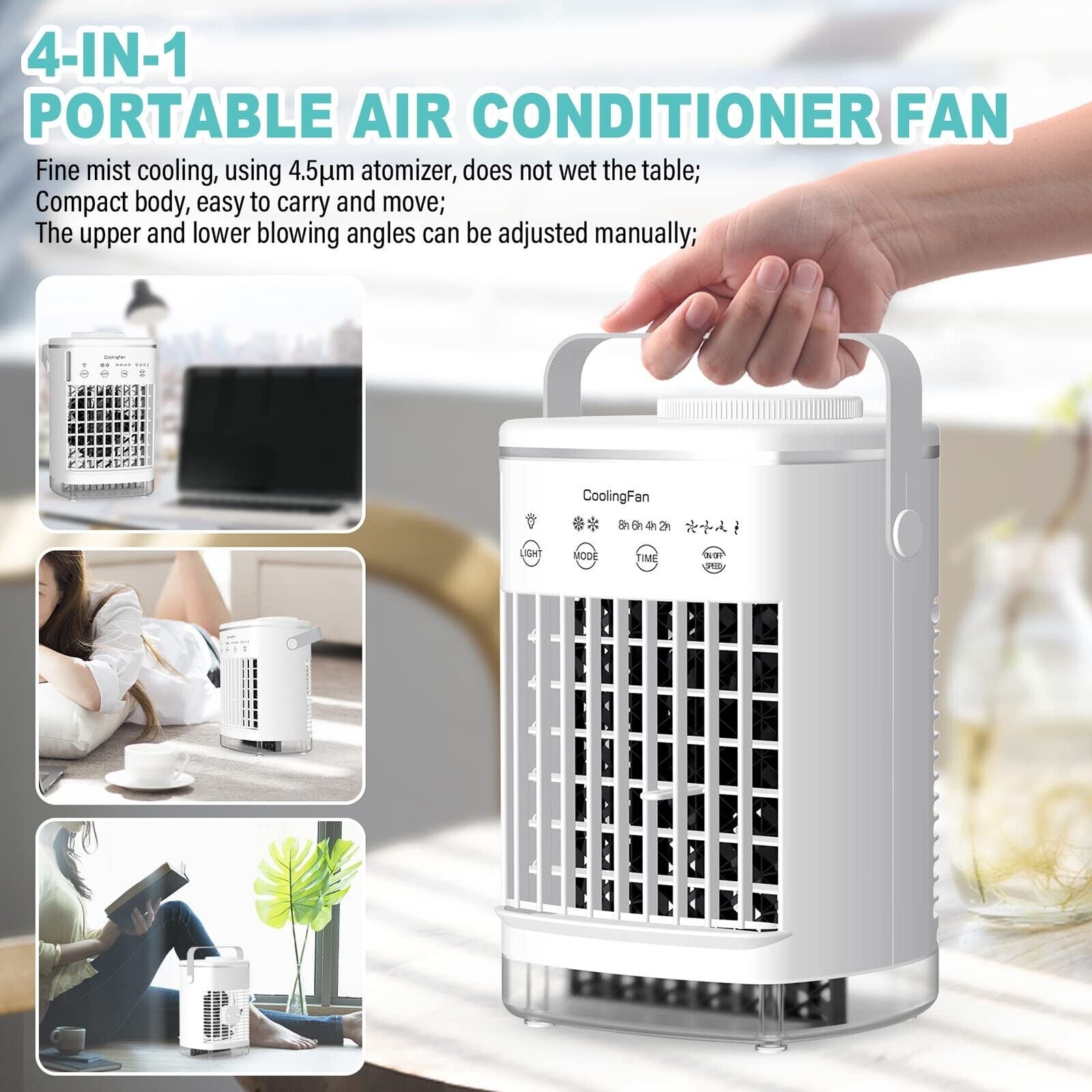 3 in 1 Portable Air Cooler Fan Mini Air Conditioner Personal Cooling Bedroom Fan