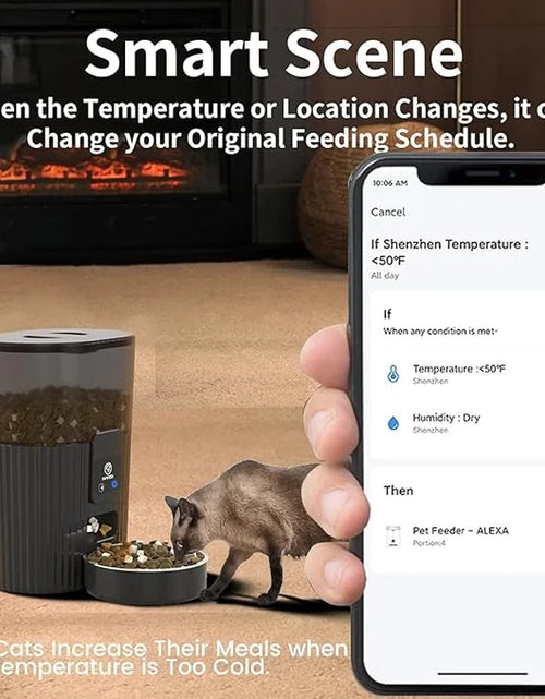 Load image into Gallery viewer, Smart Automatic Pet Feeder, Wifi-Enabled Pet Feeder for Cat and Dog, Compatible with Alexa &amp; Echo, Features 15-Cup Capacity and Timed Dispensing, Remote Feeding up to 10 Meals Daily via App Control
