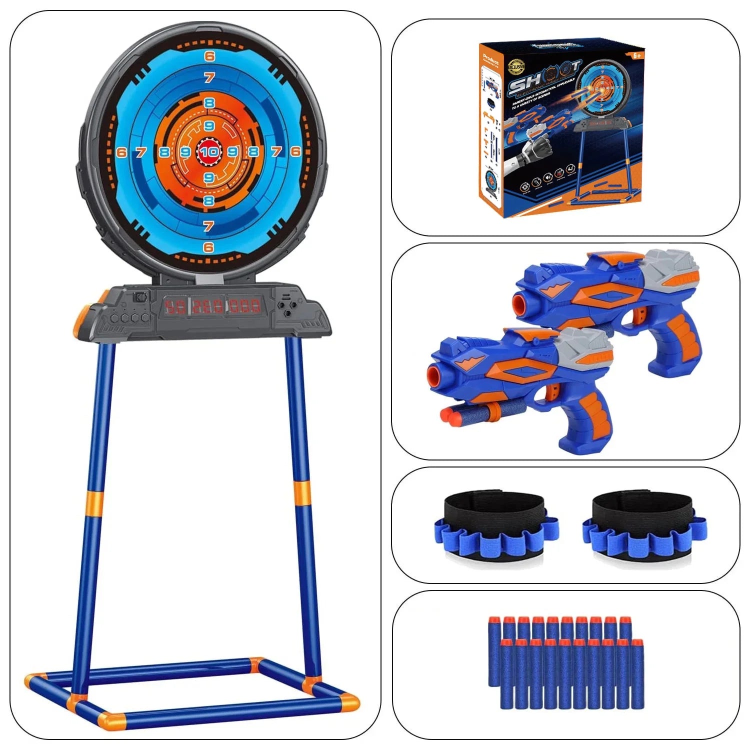 Shooting Game Toy for Kids, Digital Targets with 2 Foam Dart Blaster, Outdoor Game Toys Gifts for 5, 6, 7, 8, 9, 10+ Year Old Boys