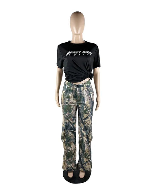 Load image into Gallery viewer, Camouflage Women Cargo Pants Mid Waist Side Pocket Wide-Leg Trousers Hip-Hop Streetwear Y2K Club Fashion Women Clothing
