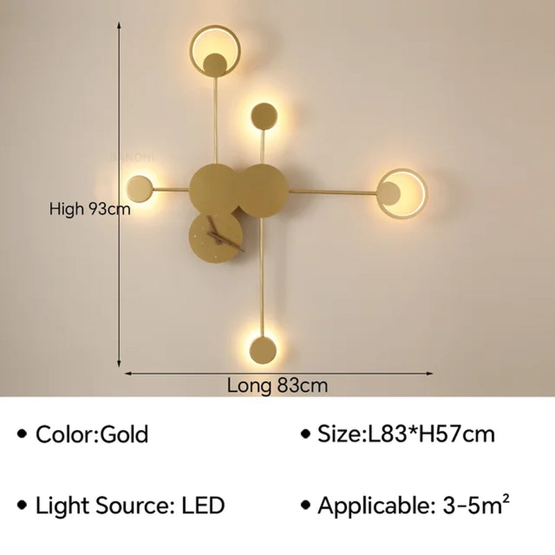 Modern LED Wall Lamp Clock Sconce for Bedroom Bedside Living Dining Room Aisle Porch Corridor Home Decor Lighting Fixture Luster