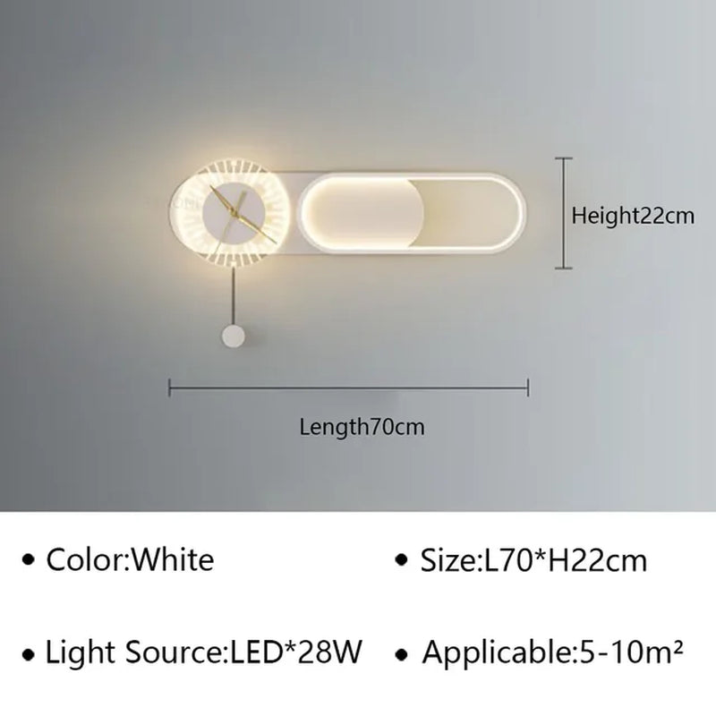 Modern LED Wall Lamp Clock Sconce for Bedroom Bedside Living Dining Room Aisle Porch Corridor Home Decor Lighting Fixture Luster