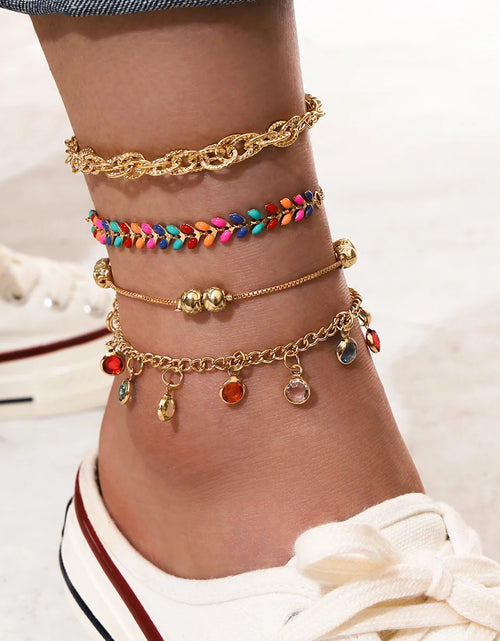 Load image into Gallery viewer, Bohemia Shell Chain Anklet Sets for Women Sequins Ankle Bracelet on Leg Foot Trendy Summer Beach Jewelry Gift
