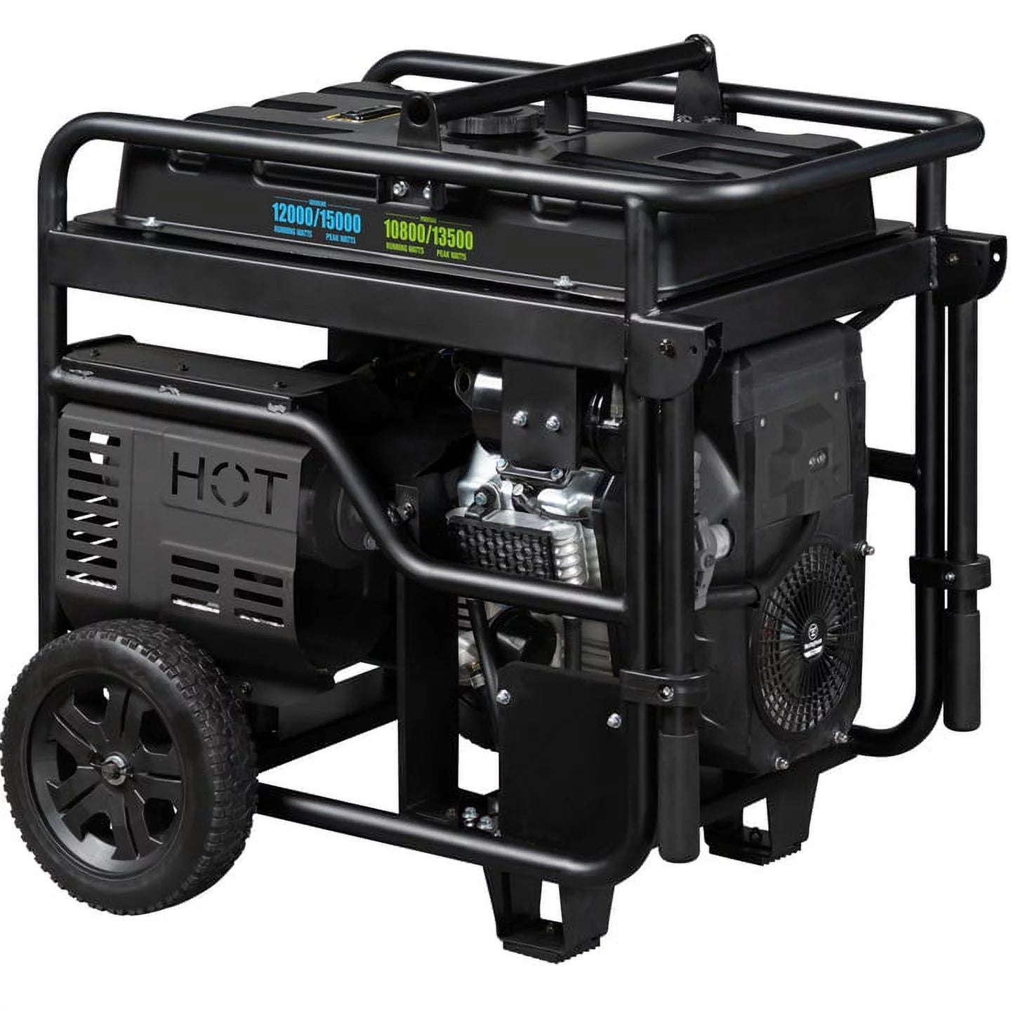 15,000 Peak Watt Dual Fuel Portable Generator, Gas or Propane, Home Backup, CO Sensor