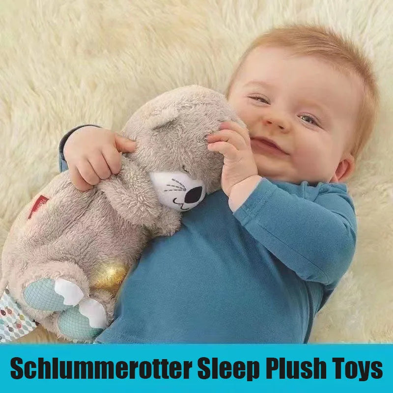 Breathing Otter Baby Sleep and Playmate Otter Musical Stuffed Plush Toy with Light Sound Newborn Sensory Comfortable Baby Gifts