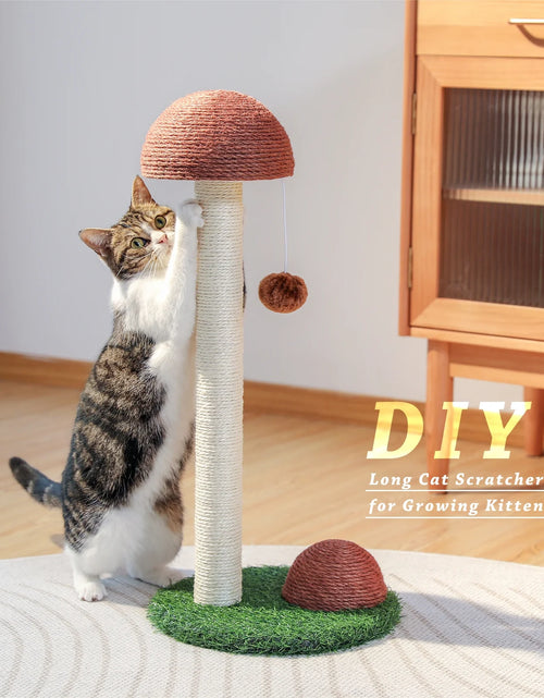 Load image into Gallery viewer, 2 Mushrooms Cat Scratching Post 19&quot; Sisal Claw Scratcher for Kittens and Small Cats, Brown
