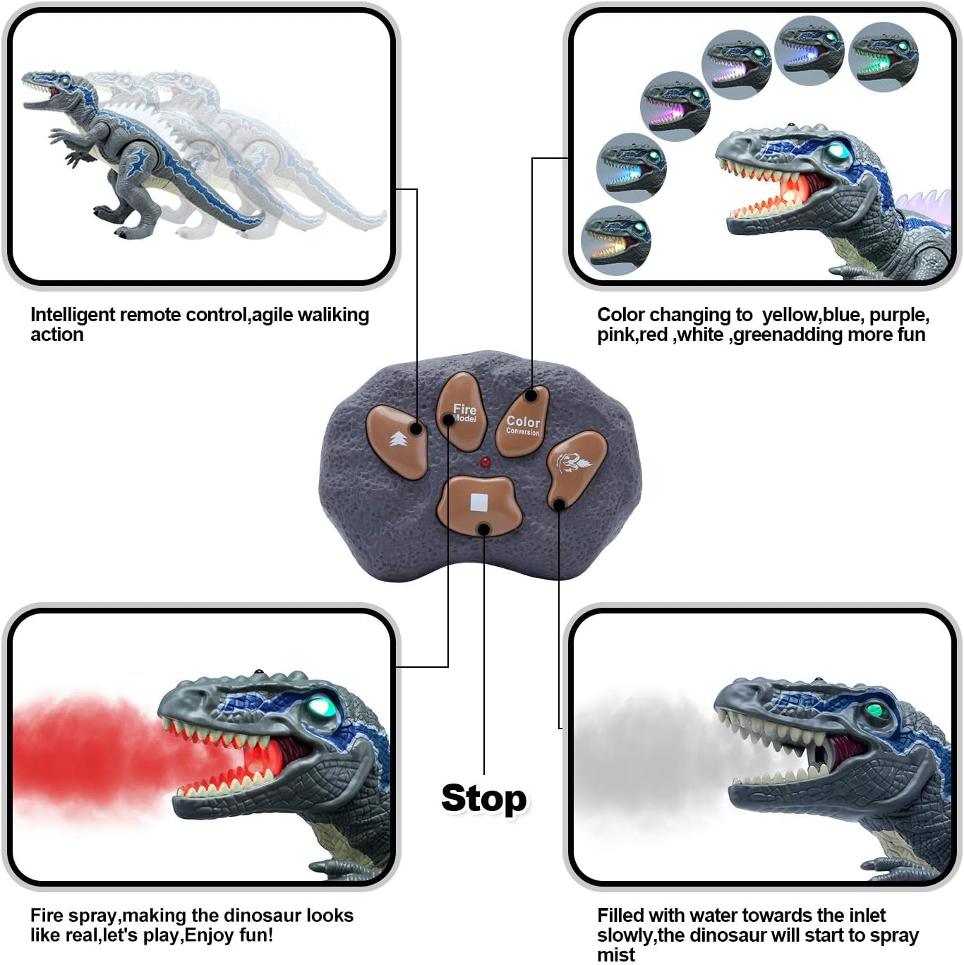 Dinosaur Toys for 3-5 Year Old Boys Girls, Electronic Dinosaur Toy Walking with LED Light up Roaring Realistic Simulation Sounds Dino Remote Control Dinosaur Toys for Kids Gifts Age 3 4 5 6 7