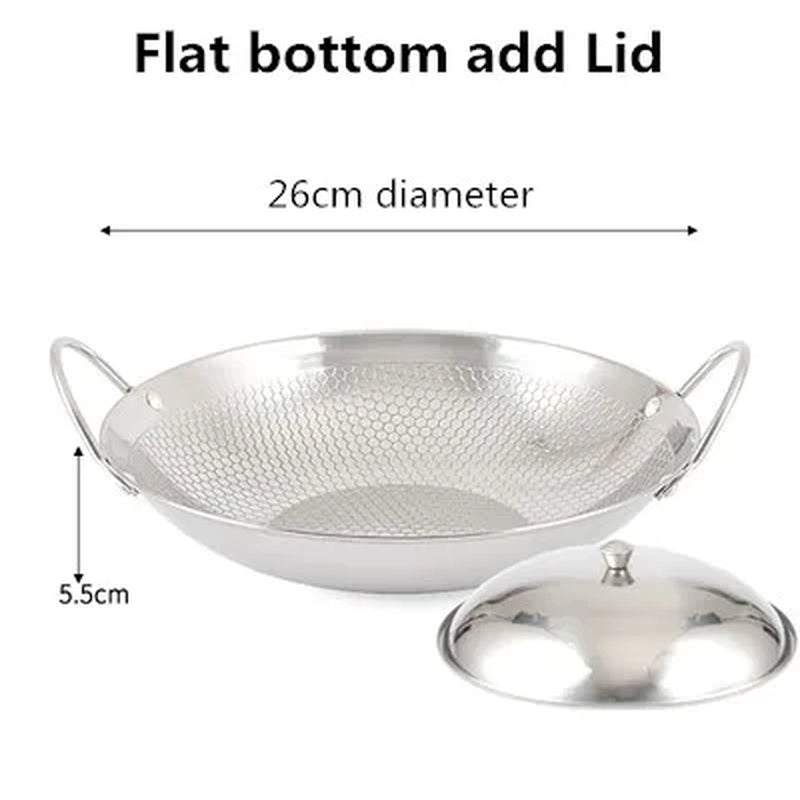 Stainless Steel Dry Pot round Bottom Small Pot Thickened Double Ear Non-Stick Pot Bar Tripod Hot Pot Cooker Hotpot Pots and Pans